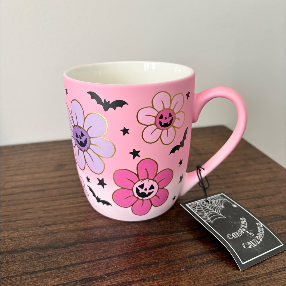 🌸 🎃Cobwebs & Cauldrons Ombre’ Pumpkin Flowers Mug